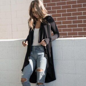 Cascading Open Front Cardigan w/ Thumbholes